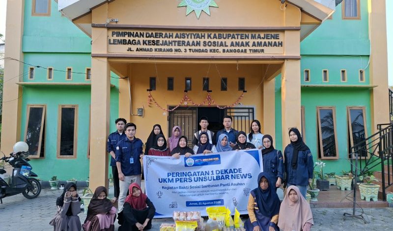 Rayakan Satu Dekade, UKM Unsulbar News Gelar Bakti Sosial di Panti Asuhan