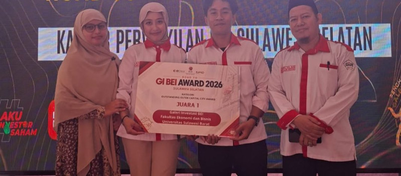 Konsisten Edukasi Pasar Modal, KSPM GI Fekon Unsulbar Sabet Juara 1 di Road to GI BEI Award 2026